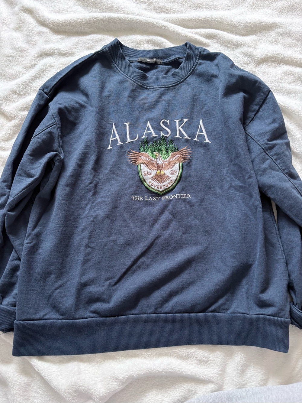Forever 21 Alaska Embroidered Crewneck Sweatshirt - Blue